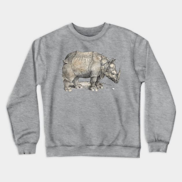 A Rhinoceros - Albrecht Durer Crewneck Sweatshirt by The Blue Box